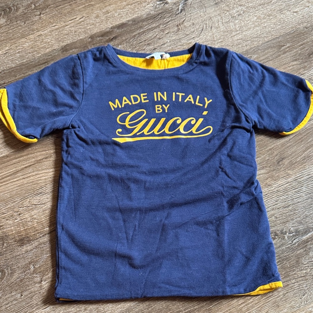 Gucci Kids Blue Tee with Yellow Accents